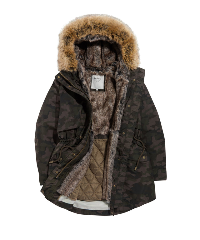 Faux Shearling-lined Parka - Black - Ladies