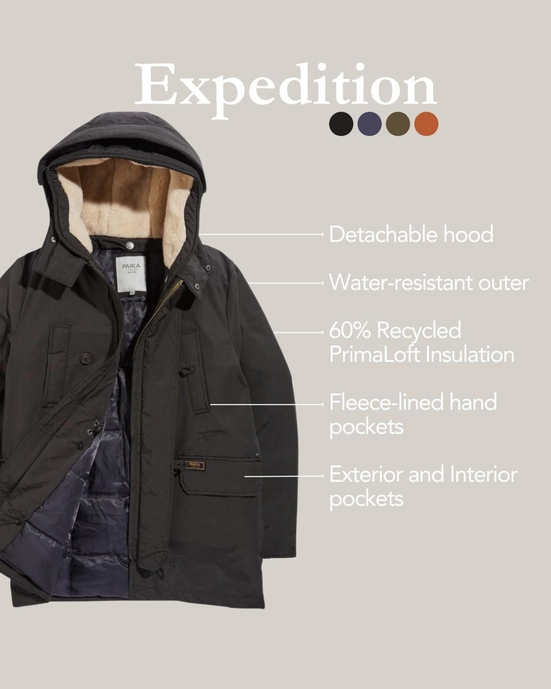 Expedition Mid Length Shearling Parka