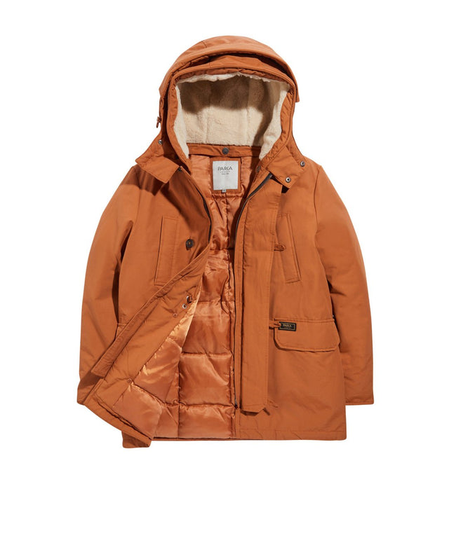 Expedition Mid - Length Shearling Parka - Rust - Parka London